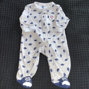 Carter’s Baby Boy Football Fleece One Piece Zip Up Footies Onesie Pajama